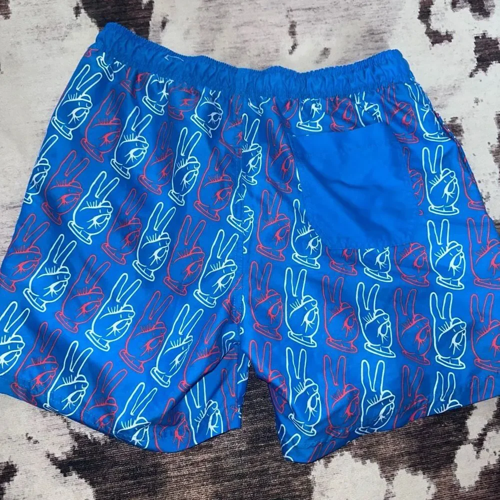 Celebrate patriotic peace swim trunks